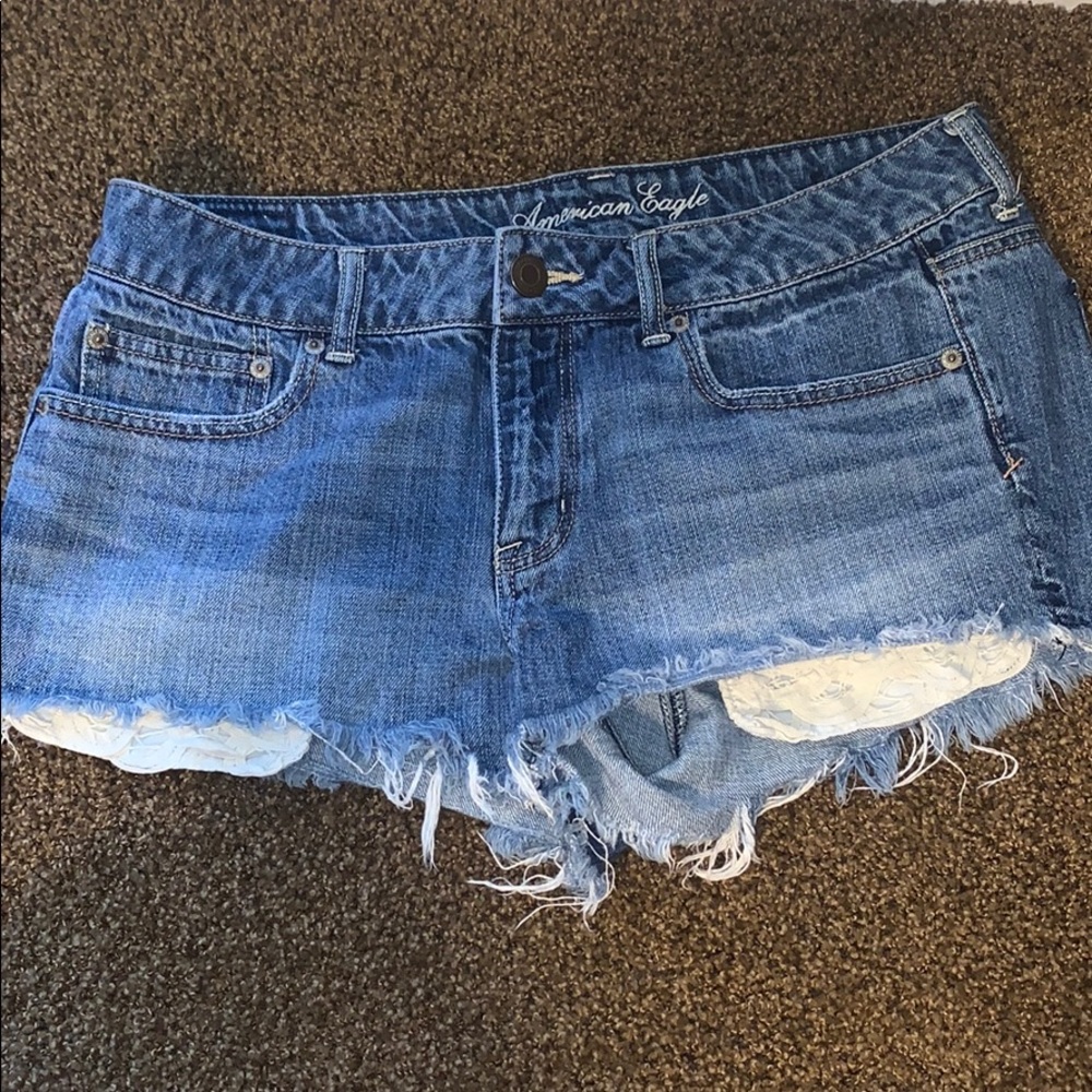 American Eagle Jean Shorts Lace Pockets